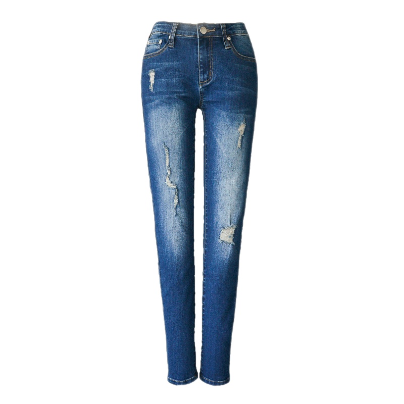 粉红大布娃娃显瘦显腿长破洞牛仔裤