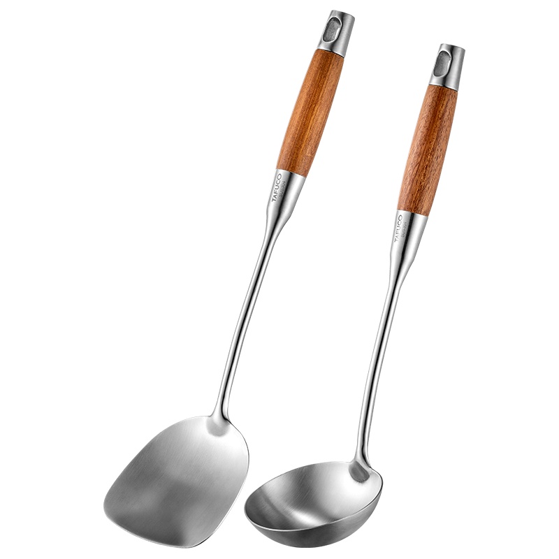 日本泰福高(TAFUCO)304不锈钢锅铲套装 家用铲子勺子炒菜铲子 汤勺漏勺锅铲架套装 煎铲漏铲两件套