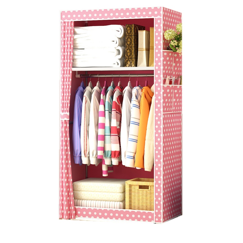 弘拜 布衣柜简易布衣柜 大衣橱钢管加粗加固双人衣橱 组装布艺全钢架挂衣柜子收纳 布衣柜小号45CM