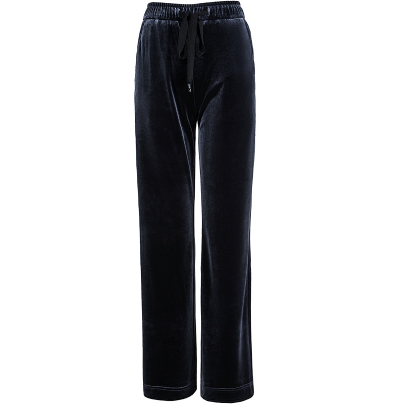 晚白2020冬季新品简约通勤百搭松紧高腰休闲裤丝绒裤阔腿裤长裤女