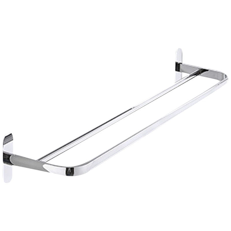 浴巾架不锈钢毛巾杆浴室置物架免打孔单双杆毛巾架丹乐(DANLE)卫生间浴巾架/毛巾架 40CM双杆不锈钢镀铬毛巾杆(免)