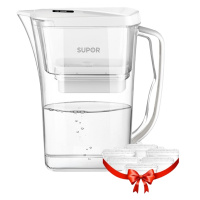 苏泊尔(SUPOR)过滤净水器 家用滤水壶 自来水过滤器净水壶 J-UF01(白色)一壶六芯
