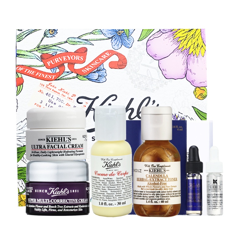 颜氏6件套小样礼盒高保湿面霜7ml 多重面霜7ml 金盏花爽肤水40ml 润肤乳30ml 夜间精华液4ml 淡斑精华