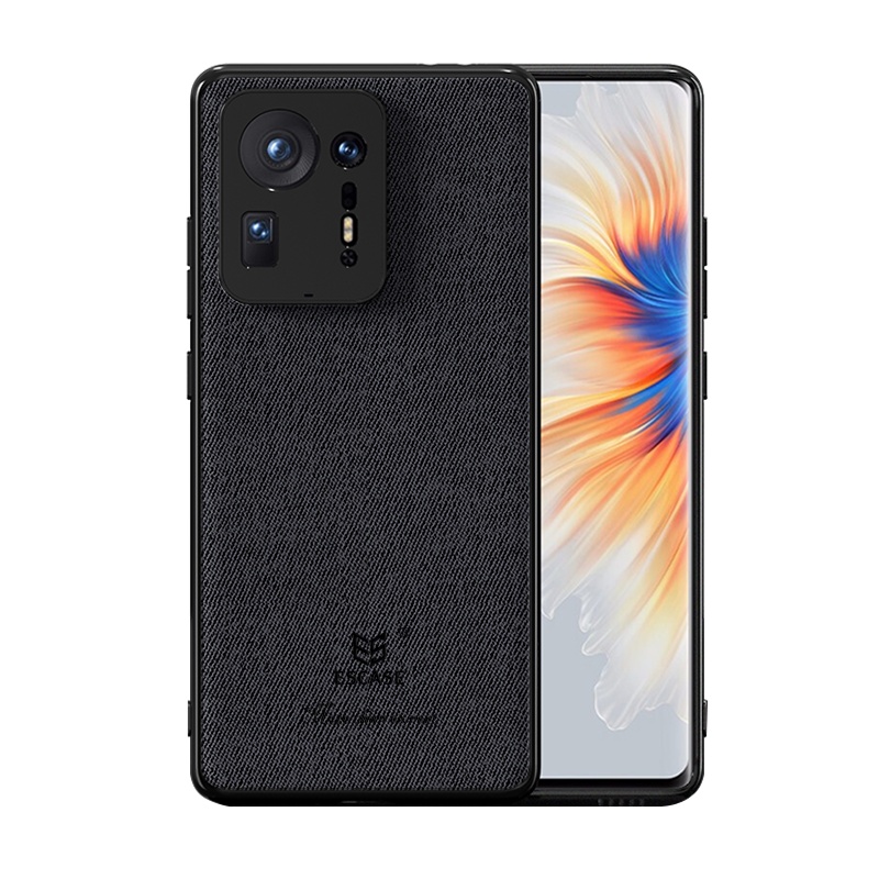 小米mix4手机壳保护套 商务男创意全包防摔硅胶软边贴皮外壳ES-19深邃黑ESCASE