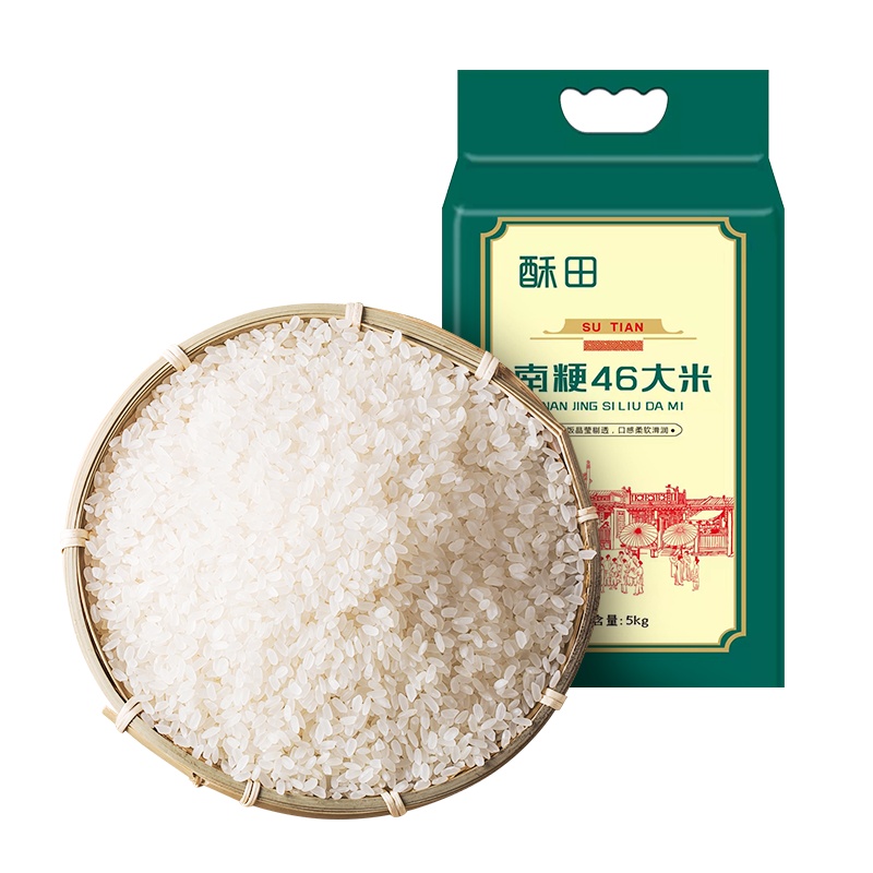 酥田 大米南粳46 江苏大米2021年新米 圆粒米 软糯可口 粳米5kg