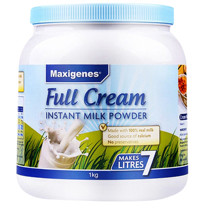 Maxigenes美可卓澳洲进口奶粉蓝胖子全脂成人奶粉高钙青少年中老年学生牛奶粉1kg/罐2罐装(效期25.10)