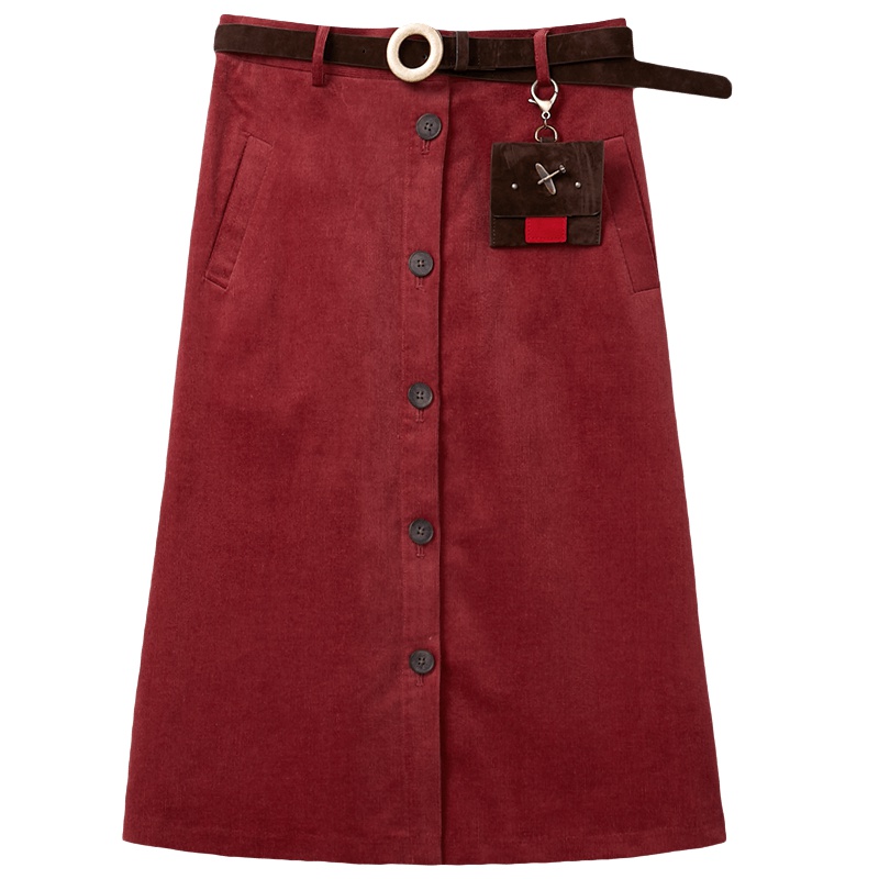 2019爱居兔秋季女装可脱卸腰带中长款单裙