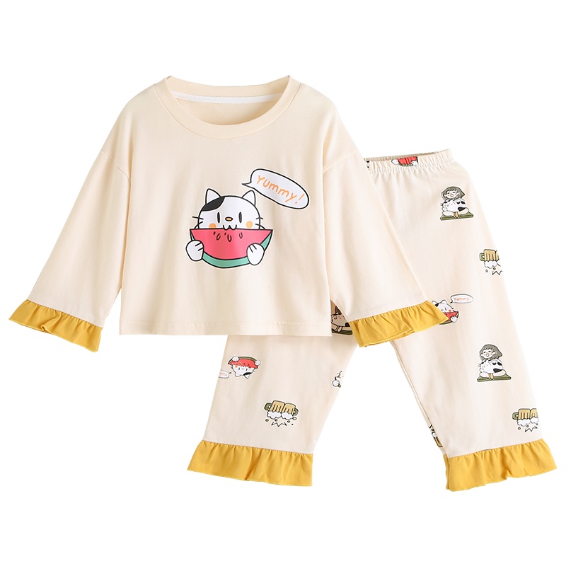 南极人女童睡衣两件套春秋保暖秋衣套装新款家居服女