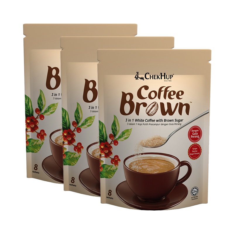 马来西亚原装进口 泽合怡保三合一红糖咖啡 速溶咖啡粉200g(25g*8包)*3袋