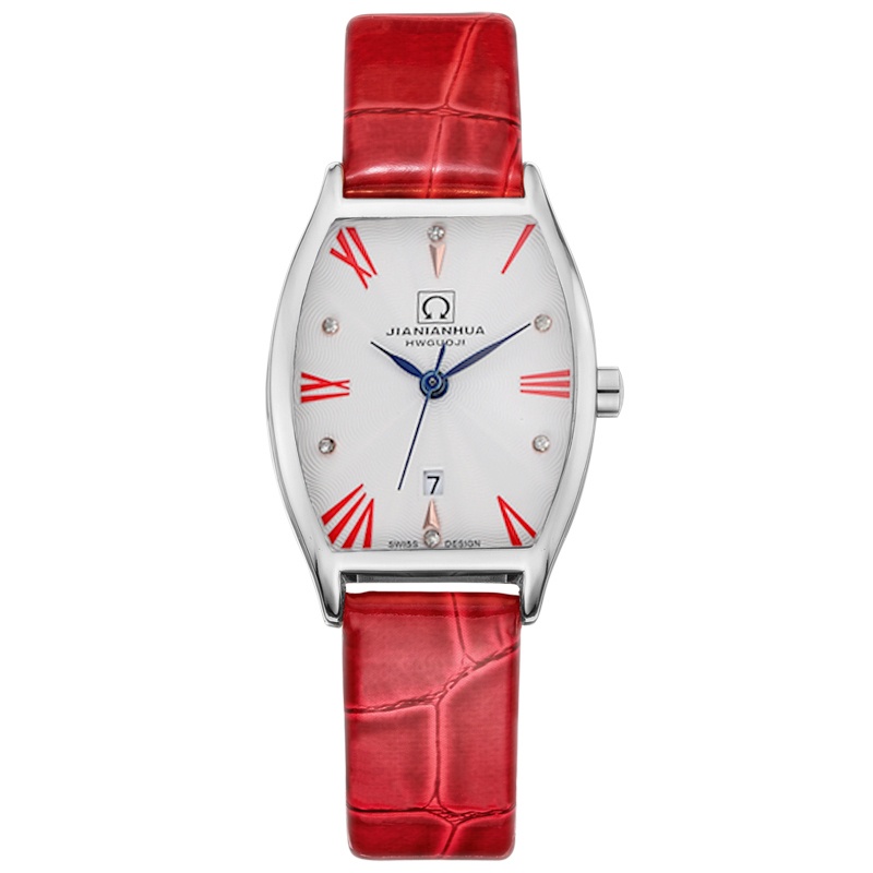 嘉年华CARNIVAL瑞士品牌手表石英表 女士防水韩版学生休闲时尚潮流手表 真皮带表镶水钻腕表 女神手表8323L