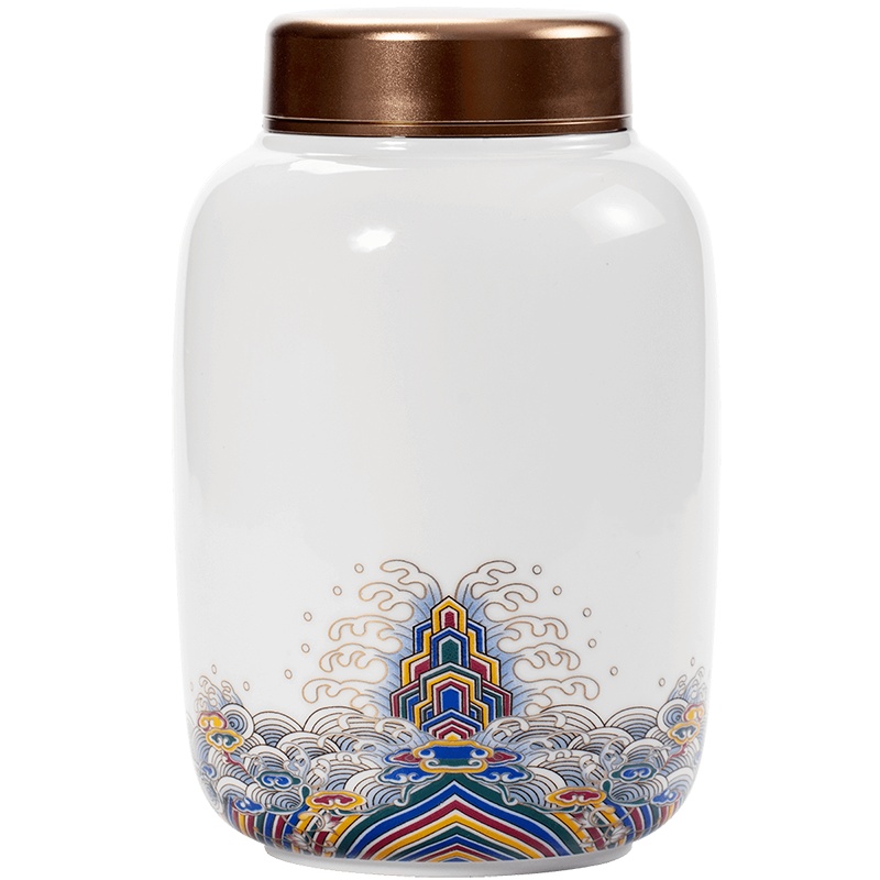 領藝 皇家御品茶叶罐陶瓷锡盖大号大容量密封罐储物罐茶具家用 皇家御品大号锡盖茶叶罐