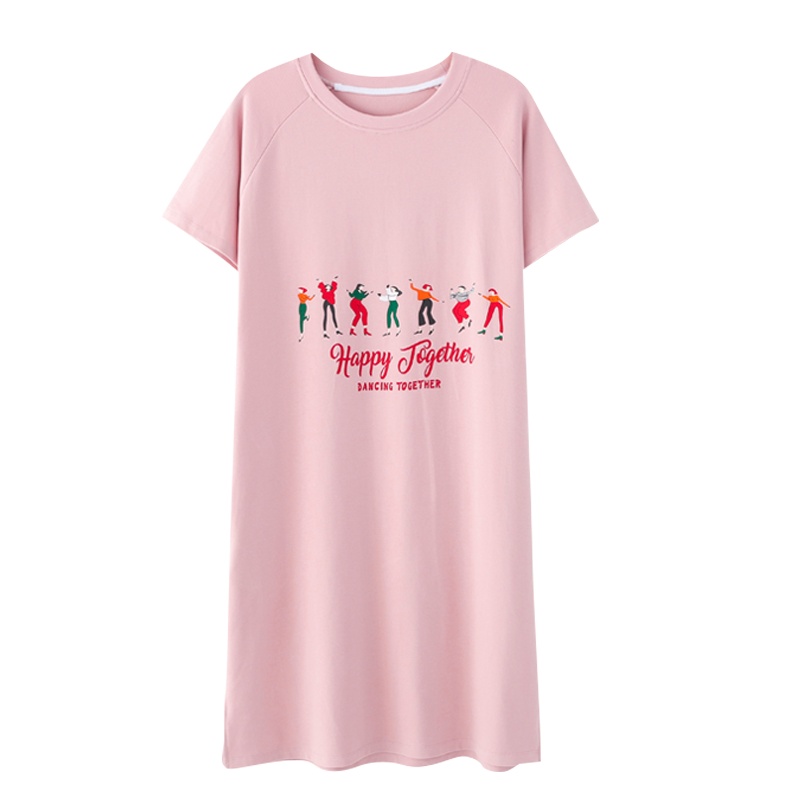 浪莎睡裙女夏季纯棉中长过膝甜美可爱学生短裙薄款宽松睡衣家居服