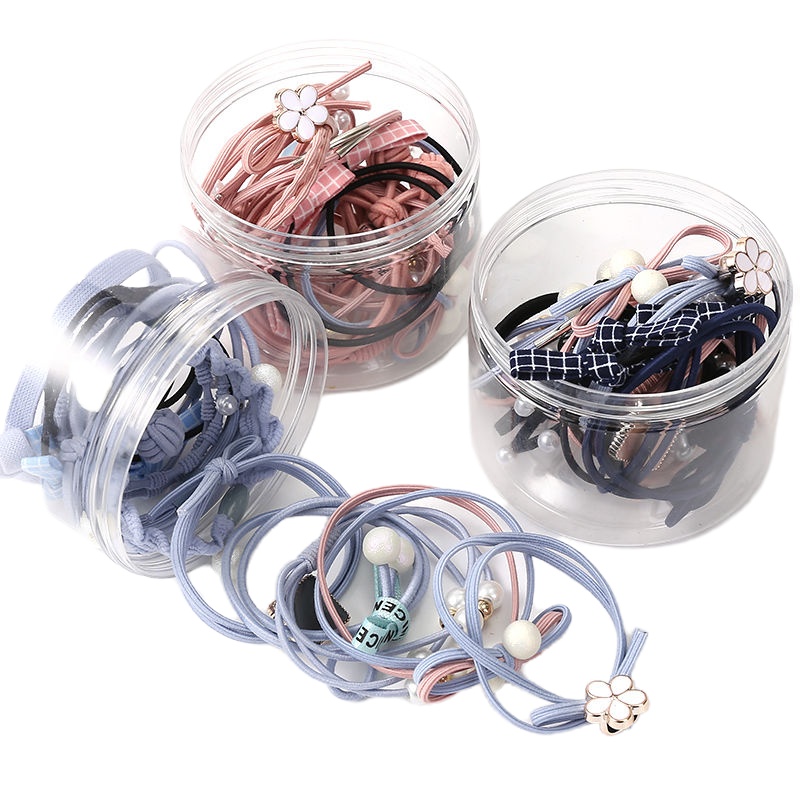 [纱袋装]8件套-豆沙 橡皮筋绳头饰韩国简约扎头绳女 皮套ins网红韩版可爱小清新圈