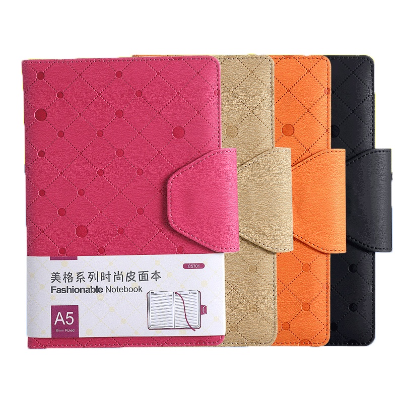 齐心comix C5701 皮面笔记本 A5磁扣笔记本子 皮革商务会议记事本 记录计划本 日记手帐本 122页