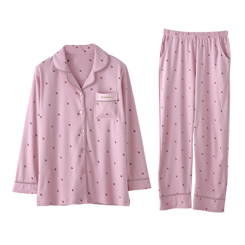 双面珊瑚绒素色国民领长袖女套装