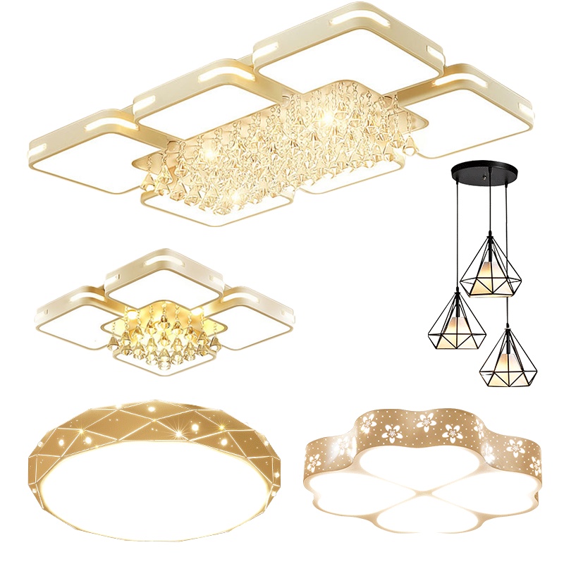 Grevol品拓灯具LED吸顶灯客厅灯简约现代吸顶灯铁艺水晶灯客厅灯卧室灯餐厅灯成套组合灯具套餐