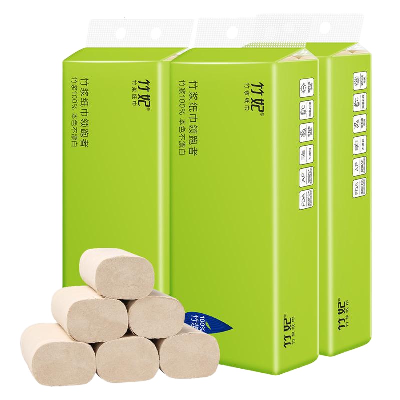 竹妃竹浆卷纸30卷4层112克整箱家用无芯卷纸卫生纸不漂白zofee