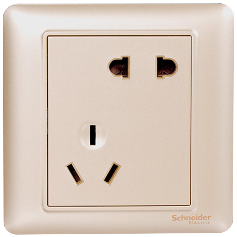 施耐德电气(Schneider Electric)睿意香槟金 86型电源插座 10A 错位五孔插10只装