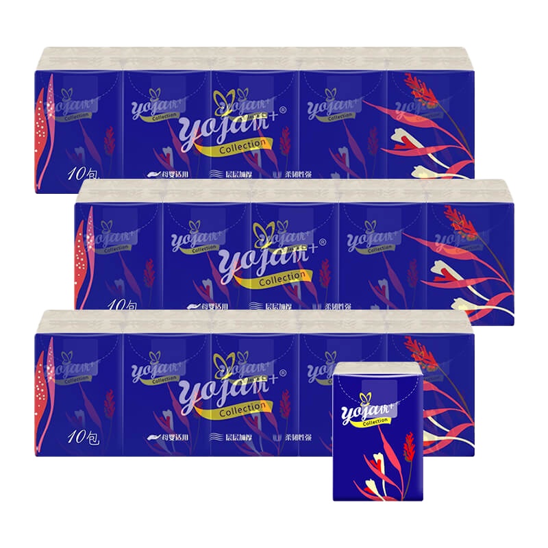 WQSC优十原生竹浆本色手帕纸3层8片6条60包YJ-3209-60