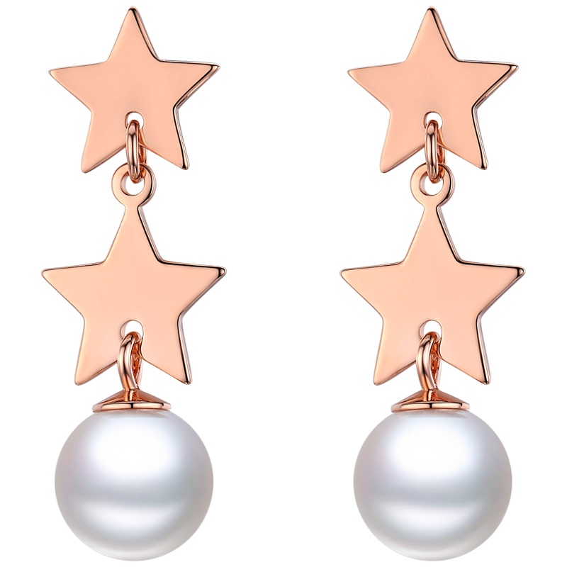 佰色传情BRIR纯银淡水珍珠星星气质耳钉女简约精致耳饰耳环