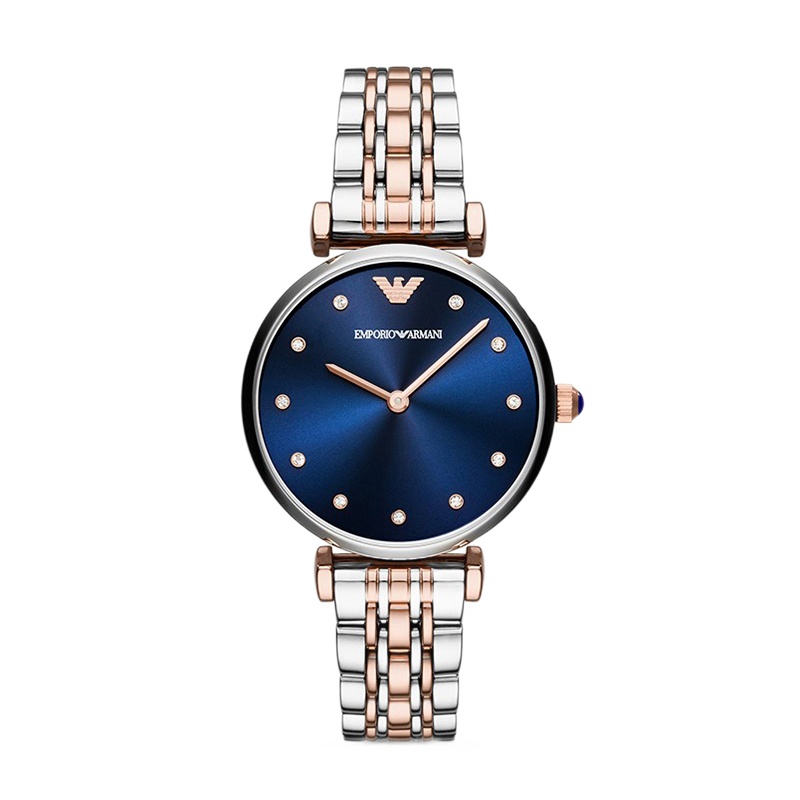 阿玛尼（Emporio Armani)手表 女士混色钢带休闲 水钻小巧石英腕表 AR11092
