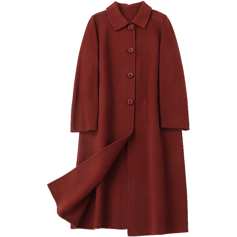 憨厚皇后海宁新款2019羊毛呢子外套韩版女士春秋长款双面毛呢大衣