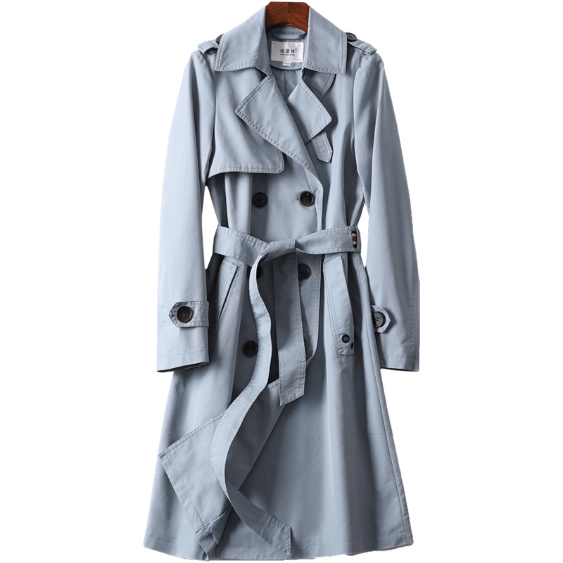 恒源祥风衣女中长款2020秋季新款经典英伦风收腰外套双排扣大衣