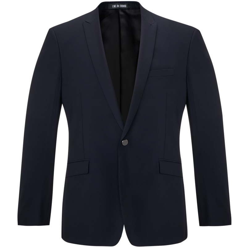 依文男西服套装上装商务修身蓝色纯羊毛西装外套男青年EA560612