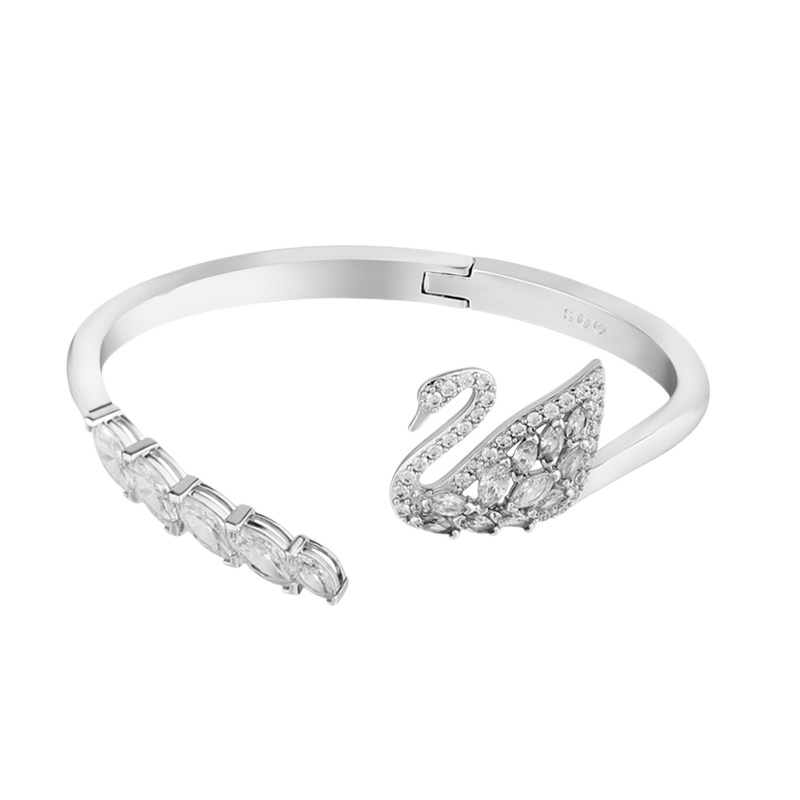 SWAROVSKI 施华洛世奇 人造水晶银色开口天鹅女士手镯SwanLake手链5258397