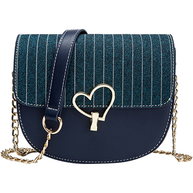 第九城（V.NINE） 秋冬包包女包新款2019百搭网红小清新单肩包时尚斜挎链条马鞍包