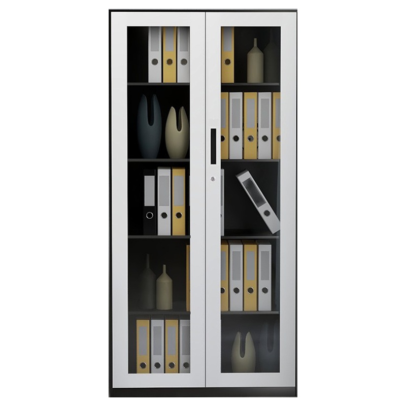 慧采云 办公家具优质钢制套色通玻办公铁皮柜文件柜柜子档案资料柜900*400*1850mm