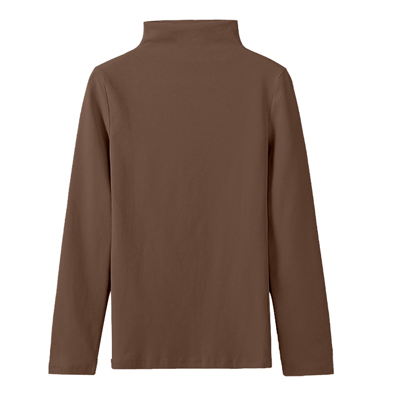 雅馨季[超买]2021冬季双面德绒纯色修身加绒显瘦半高领长袖打底衫0188