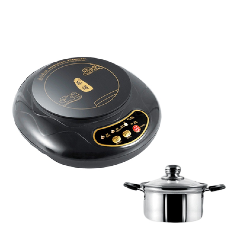 迷你小型电磁炉家用便携学生宿舍小功率火锅炉黄金蛋煮面泡茶烧水炉500W 圆炉+不锈钢锅