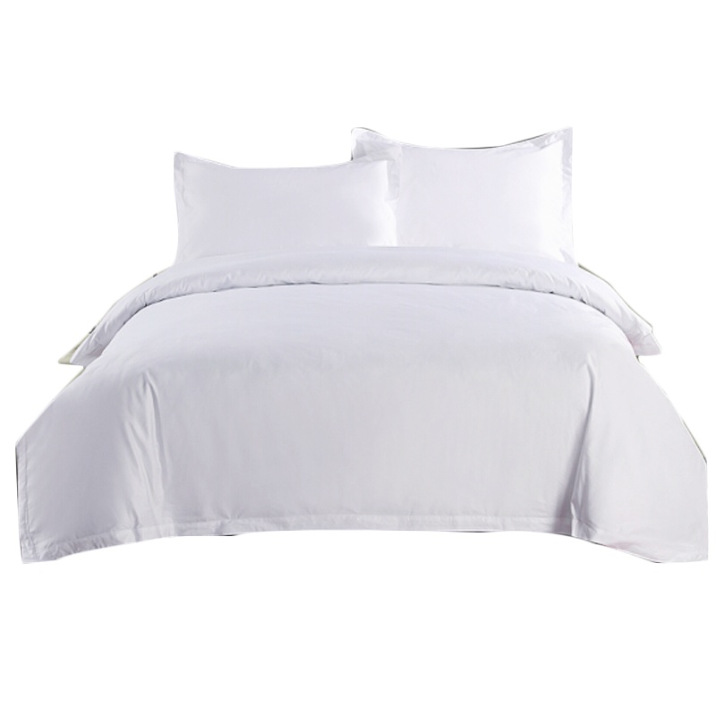 60支贡缎平纹三四件套全棉白色1.5m米床单被套酒店床上用品