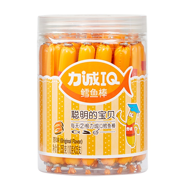 力诚鳕鱼肠350g原味桶装鱼肉肠高蛋白孕妇儿童营养鳕鱼棒儿童方便速食