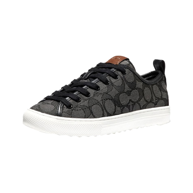 蔻驰(COACH) 女士黑色经典LOGO花纹低帮帆布运动鞋 G1904 DK6