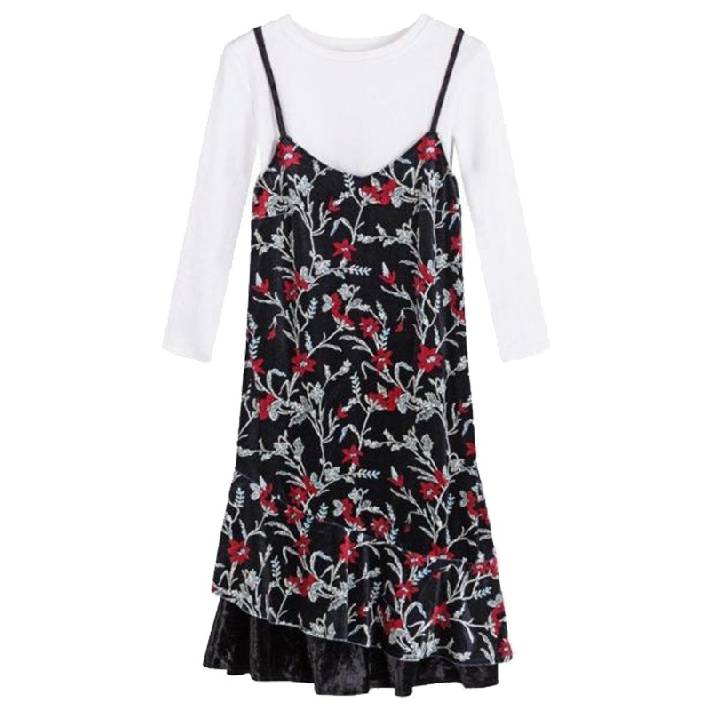 拉·贝缇韩版显瘦针织衫配裙子吊带金丝绒连衣裙两件套60300186