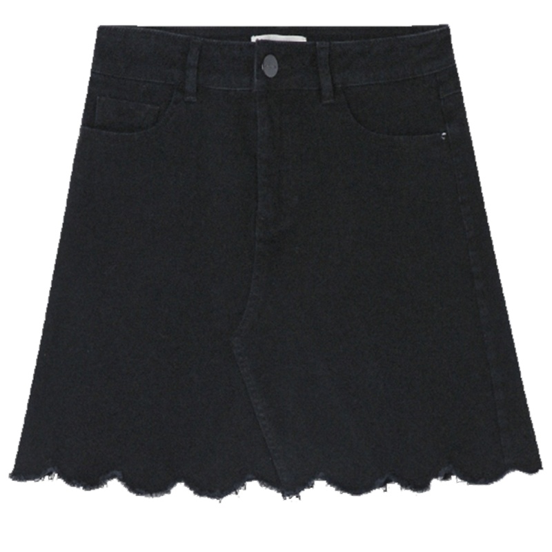 【专柜同款】拉夏贝尔旗下夏季新款韩版时尚简约百搭高腰A字包臀牛仔短裙60008028