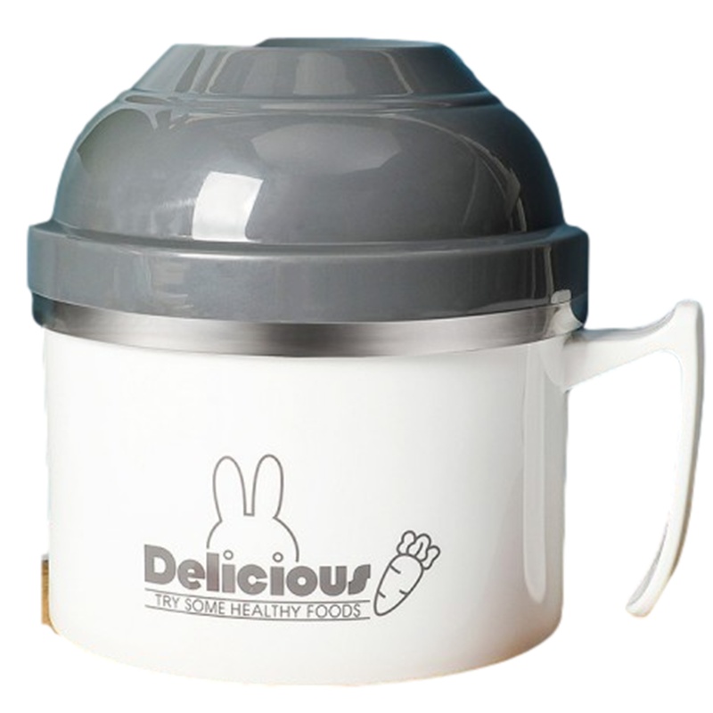 贝瑟斯 双层隔热快餐杯带盖学生便当盒304不锈钢泡面碗大容量饭盒