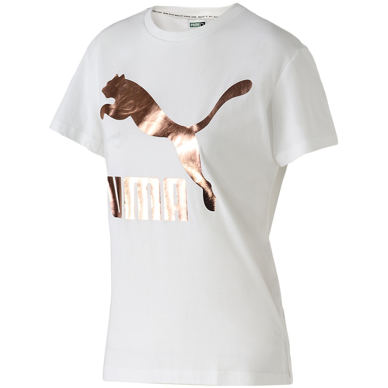 puma彪马女装跑步训练运动服金标大LOGO圆领休闲短袖T恤57940684
