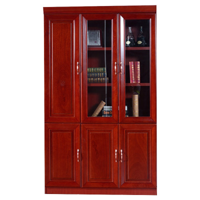 创世人文件柜贴木皮油漆书柜办公柜木质资料柜储物柜收三门