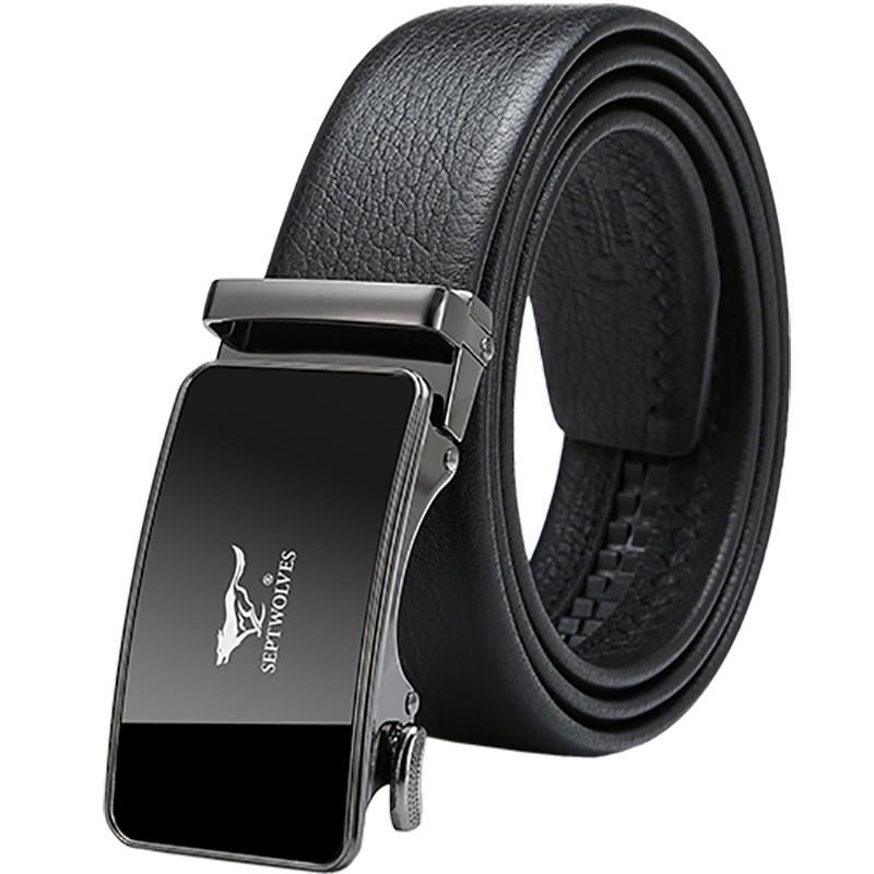 七匹狼(SEPTWOLVES)皮带男士真皮腰带简约大气男自动扣商务休闲皮带男裤 精美礼盒