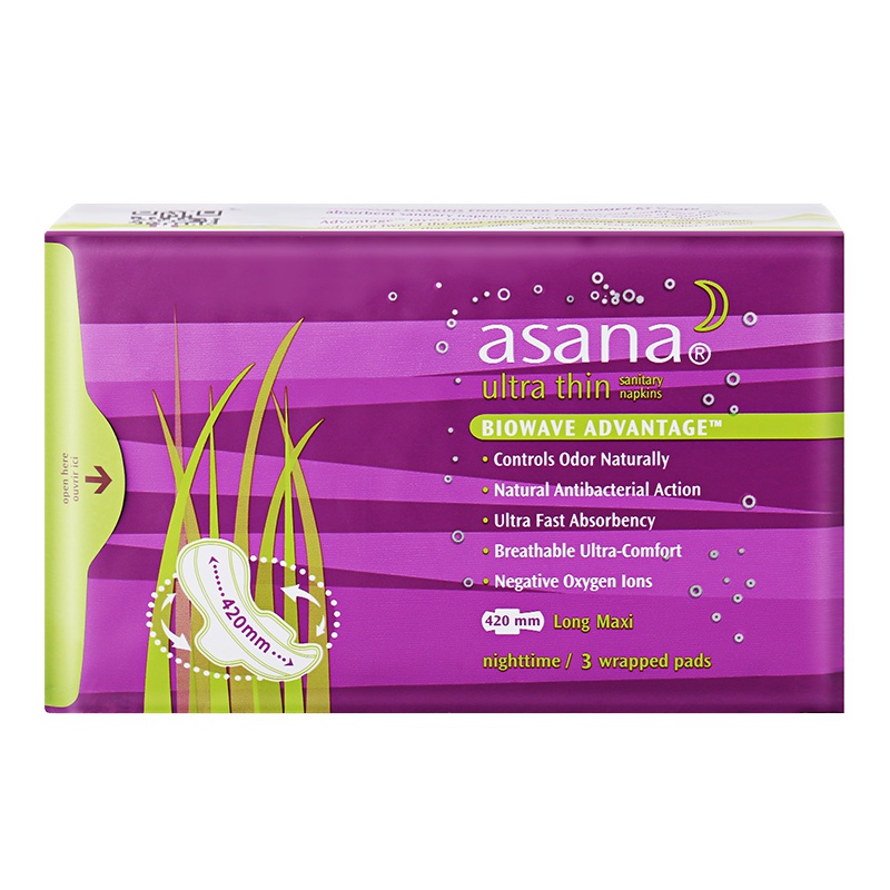 阿莎娜asana 加拿大原装进口 超薄棉面420加长型夜用卫生巾 3p
