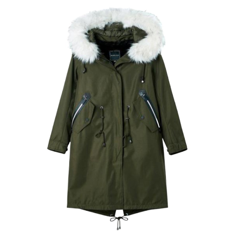 【专柜同款】拉夏贝尔撞色复古棉袄女韩版宽松bf中长款棉衣服加厚外套20012307