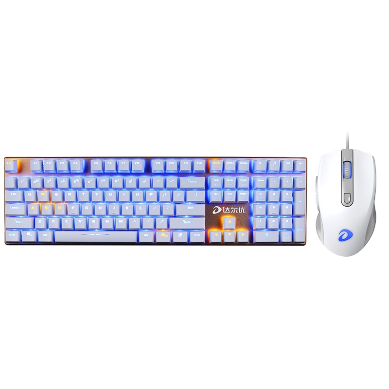 达尔优机械合金版键盘鼠标套装网红发光牧马人lol青轴黑轴茶轴红轴usb游戏吃鸡电竞台式电脑家用笔记本网吧网咖有线键鼠套件