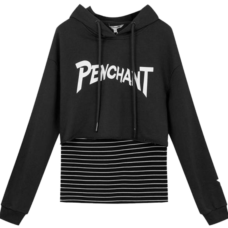 【热卖】原宿风卫衣女韩版学生两件套2019秋冬新款宽松bf风连帽套头上衣10014591