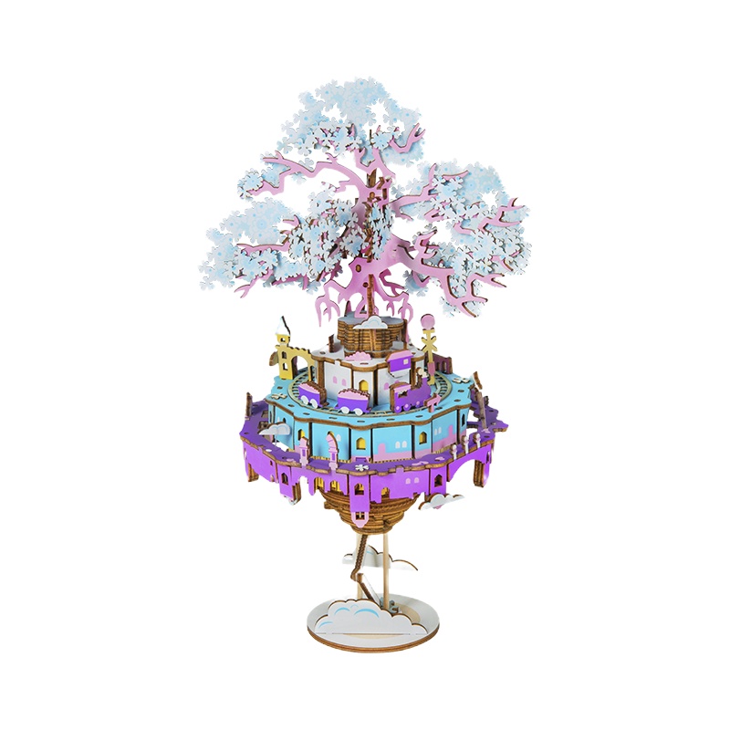 若态若来diy手工八音盒拼装音乐盒天空之城旋转木马生日礼物女 云端之城