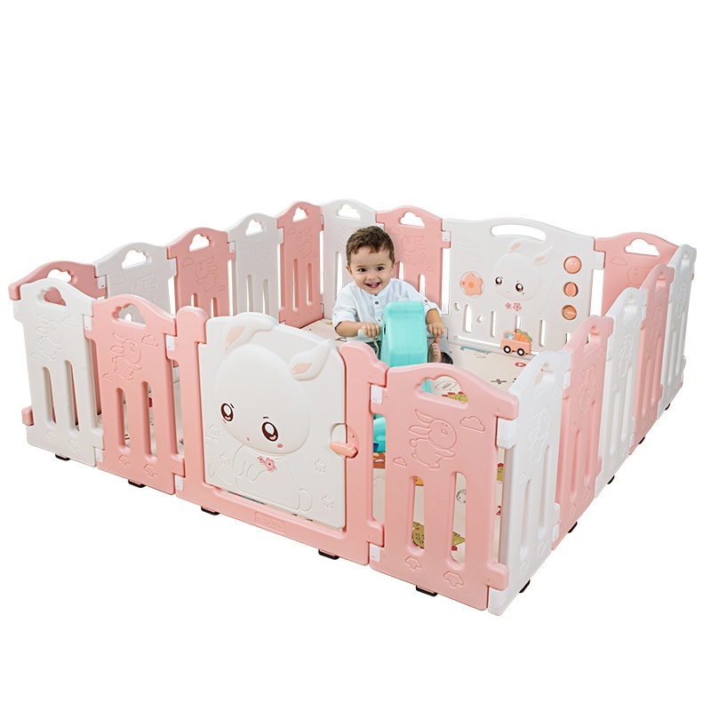 澳乐(AOLE-HW)儿童婴儿游戏围栏爬行围挡室内安全护栏海洋球池宝宝学步围栏栅栏 萌萌兔围栏14+2