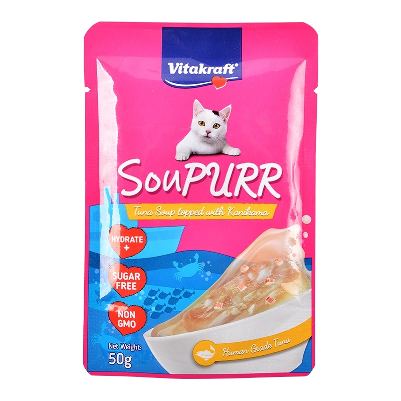 卫塔卡夫VITAKRAFT成猫猫咪湿粮含金枪鱼蟹肉配方高汤软包罐头50g