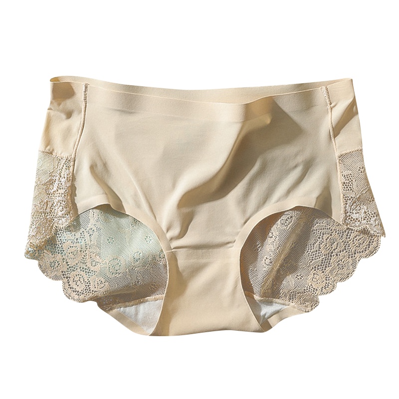 浪莎4条蕾丝内裤女纯棉抗菌无痕冰丝薄款透气日系少女超薄中腰三角裤